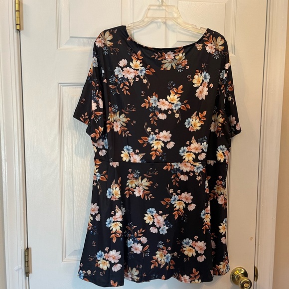 Women Plus Size Elegant Floral Print Twist Tee Summer Vacation Blouse Top 22W - Picture 9 of 10